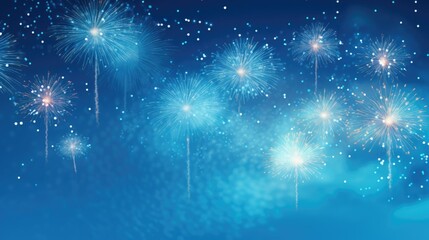Fototapeta na wymiar Background of fireworks in Sky Blue color.