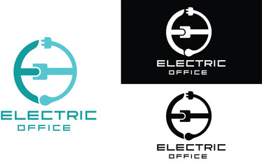 Electric Logo Template, Initial E Letter with Electric plug Bolt Logo Template, Electric Bolt With Initial E Letter Logo Design, icon, symbol, vector Illustration