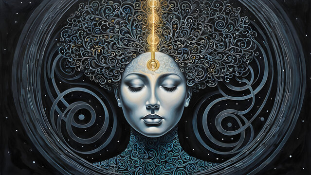 Unlocking the subconscious mind; connecting to higher consciousness; divine channel concept; third eye opening