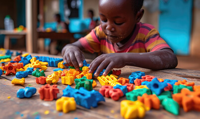 Pure joy in every moment: an African child's birthday party comes to life with laughter, colorful  toys
