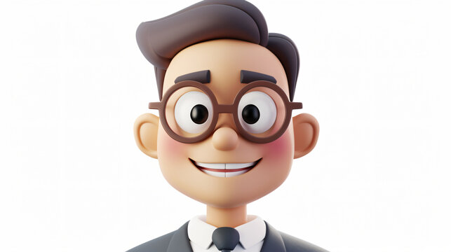 A captivating 3D illustration showcasing a cheerful lawyer donning a broad smile, in a close-up portrait style. This friendly and approachable legal professional offers a trustworthy vibe wi