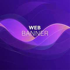 abstract background with waves, Purple banner