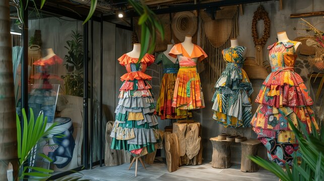 Fashion-forward upcycled designs taking center stage in a sustainable and eco-conscious runway show. Models flaunting unique creations made from repurposed materials, embracing a green revol