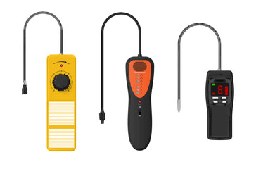 Freon leak detector testing locate technician system handheld indicator set realistic vector