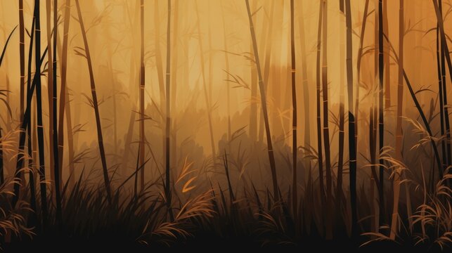 Background with bamboo forest in Umber color