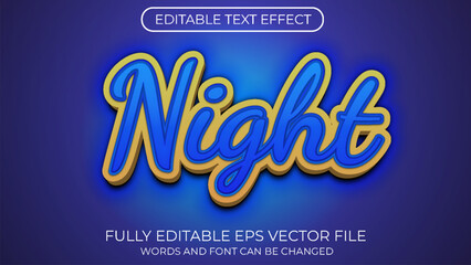 Night editable text effect. Editable text style effect