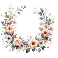 PNG Natural Floral Empty Frame Illustration. Ai generated 