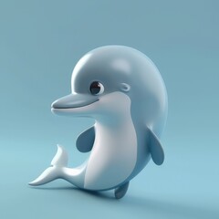3D dolphin illustration, cute and delightful with simple background
