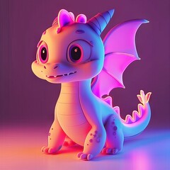 3D illustration of a cute dragon cartoon
