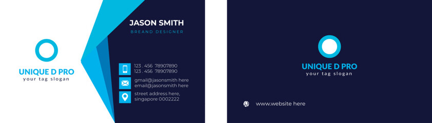 Unique and stylish print ready blue color business card design with smart mockup. - obrazy, fototapety, plakaty