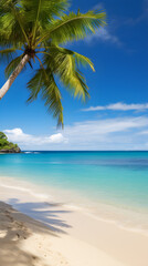Glorious Summertime - Tropical Beach, Crystal Clear Water, Pristine Sandy Shores, and Palms Swaying in Warm Golden Light