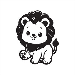 cute lion silhouette  isolated vector