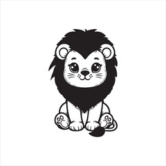cute lion silhouette  isolated vector