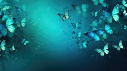 Fototapeta na wymiar Background with butterflies in Aqua color.
