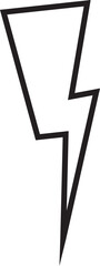 Lightning bolt flat icon. Editable vector illustration outline stroke. Transparent background.