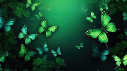 Background with butterflies in Green color