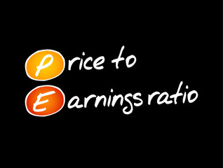 PE - Price to Earnings ratio acronym, business concept background