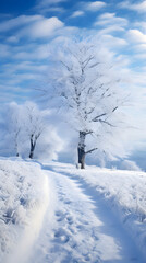 Fototapeta na wymiar Sublime Winter Solstice: A Breathtaking Panorama of a Frozen Landscape Immersed in Mystic Stillness