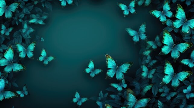 Background with butterflies in Teal color