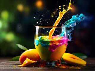 juice in the glass on dark background