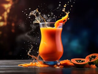 juice in the glass on dark background, 