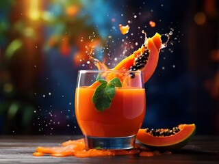 juice in the glass on dark background, 