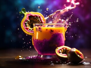 juice in the glass on dark background, 