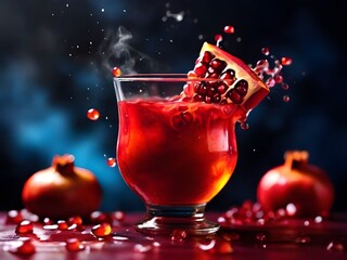 juice in the glass on dark background, 