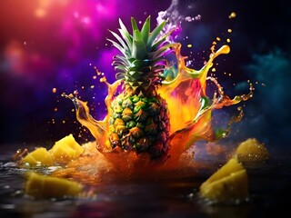 juice in the glass on dark background, 