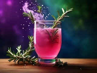 juice in the glass on dark background, 