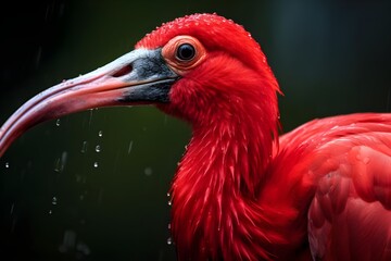Fototapeta premium Dazzling Scarlet Ibis Preening