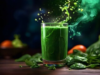 juice in the glass on dark background, 