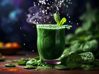 juice in the glass on dark background, 