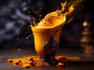 juice in the glass on dark background, 