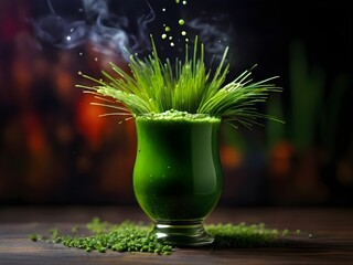 juice in the glass on dark background, 