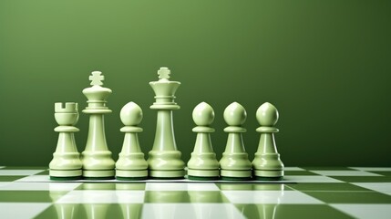 Background with chess pieces in Pista Green color