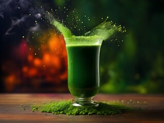 juice in the glass on dark background, 