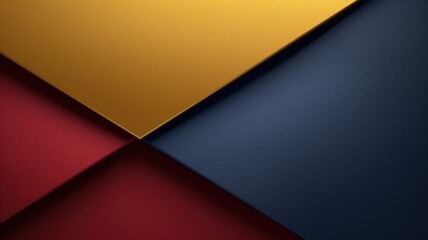 The abstract background of metal texture with empty space in navy blue, golden yellow, and deep red colors. 3D illustration of exuberant. generative AI