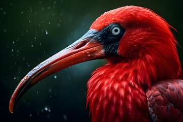 Fototapeta premium Dazzling Scarlet Ibis Preening