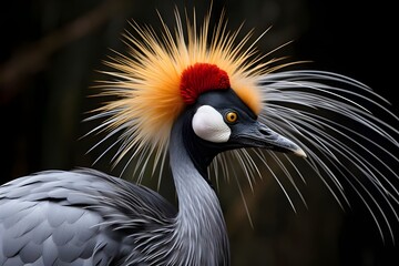 Fototapeta premium Sublime Crowned Crane Dancing Close-Up View