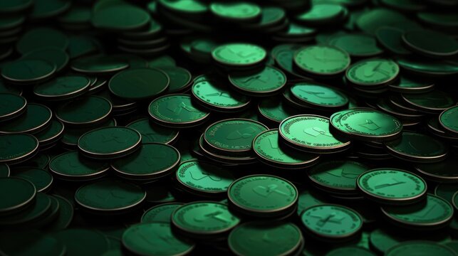 Background with coins is Dark Green color