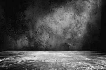 Black, dark and gray abstract cement wall and studio room , interior texture for display products. Room black floor is made of dark plaster for interior decoration - obrazy, fototapety, plakaty