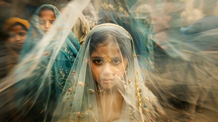 Veiled Sorrows: The pain of child marriage is masked by the blur of excitement.