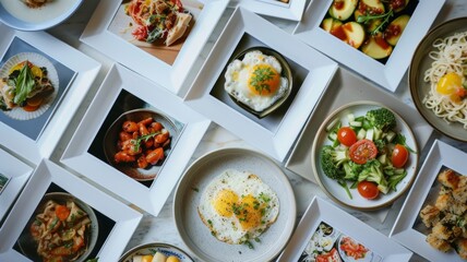 Food photo collage square frame.