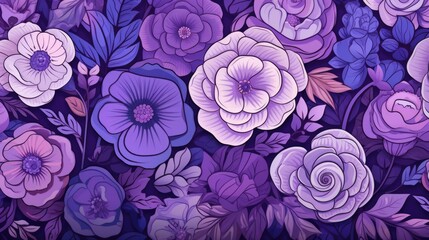 Background with different flowers in Violet color.