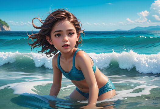 kid swimming in sea