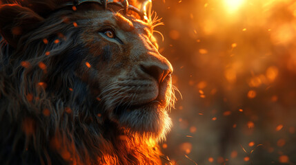 Lion with crown of thorns Christian concept Holy Spirit