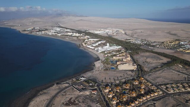 Aerial view of Costa Calma, Fuerteventura, Canary islands, Spain.
