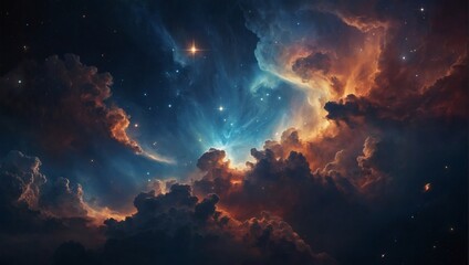 Beautiful space-themed wallpaper showcasing cosmic clouds and stars.