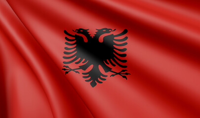 Waving Albania Flag Satin Fabric - 3D Illustration Render